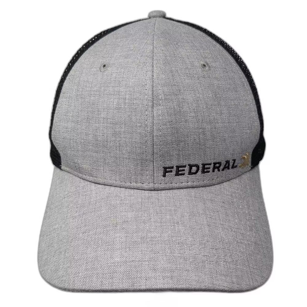 Federal Trucker Hat Gray Black One Size Mesh Snapback Adjustable Embroidered Hat